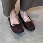 Damen Ballerinas mit eleganter Schleifenverzierung und weichem Leder