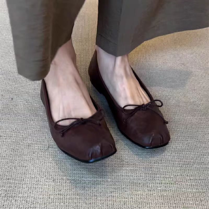 Damen Ballerinas mit eleganter Schleifenverzierung und weichem Leder