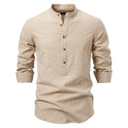 Herren Langarmshirt mit Stehkragen und modischem Muster