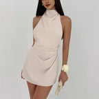 Damen Skaterkleid mit hohem Kragen und figurbetontem Schnitt R&B