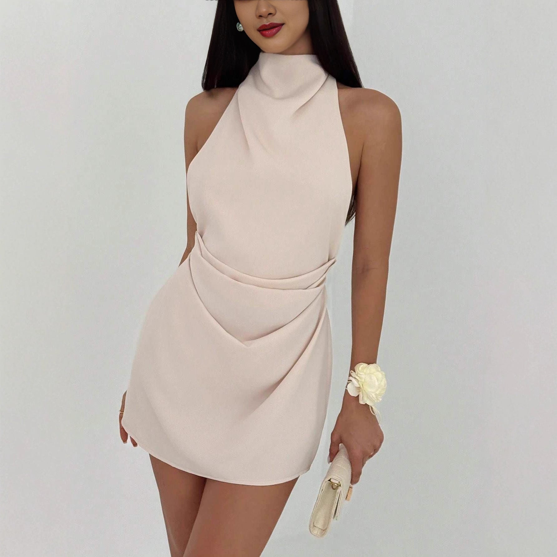 Damen Skaterkleid mit hohem Kragen und figurbetontem Schnitt R&B
