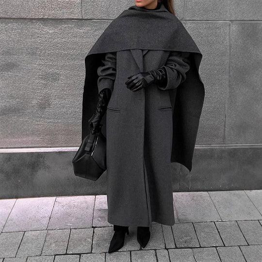 Damen eleganter Umhangmantel mit doppelt gefüttertem Design R&B