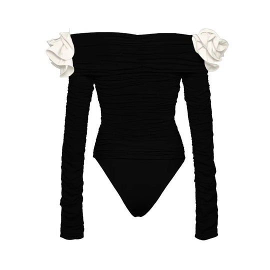 Damen Einteiler Badeanzug mit kunstvollen Rüschen und taillierter Silhouette R&B