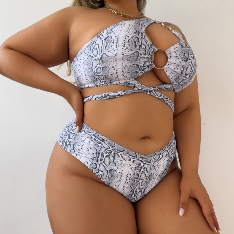 Damen Asymmetrisches Cut-Out Bikini-Set R&B