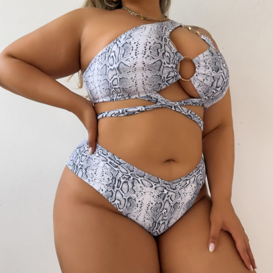 Damen Asymmetrisches Cut-Out Bikini-Set R&B