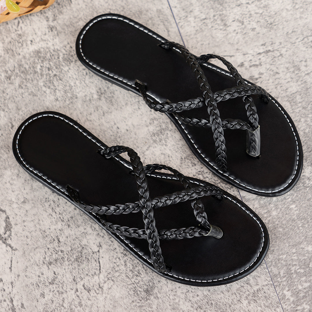 Damen Glamouröse Zehentrenner-Sandalen mit geflochtenem Riemendesign R&B