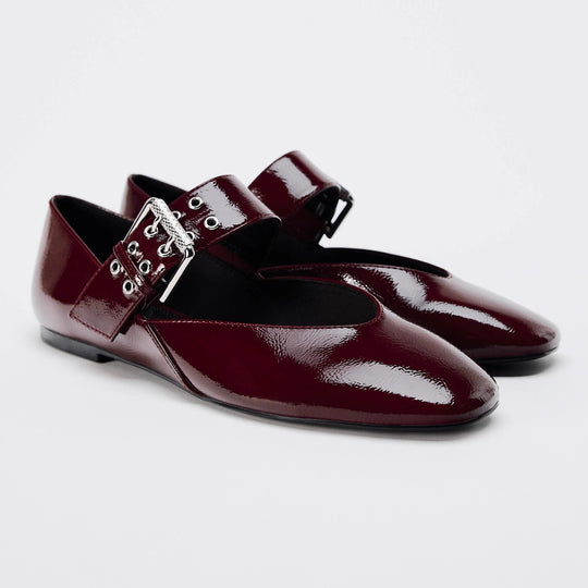 Damen elegante Ballerinas mit Leopardenmuster und verstellbarem Riemen R&B