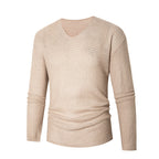 Herren lässiger Strickpullover mit V-Ausschnitt und luftigen Maschen R&B