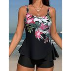 Damen Tankini-Set mit ausgestellt Oberteil und komfortablen Shorts