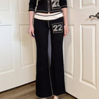 Damen Modische Bootcut-Hose mit elastischem Bund und sportlichen Applikationen R&B