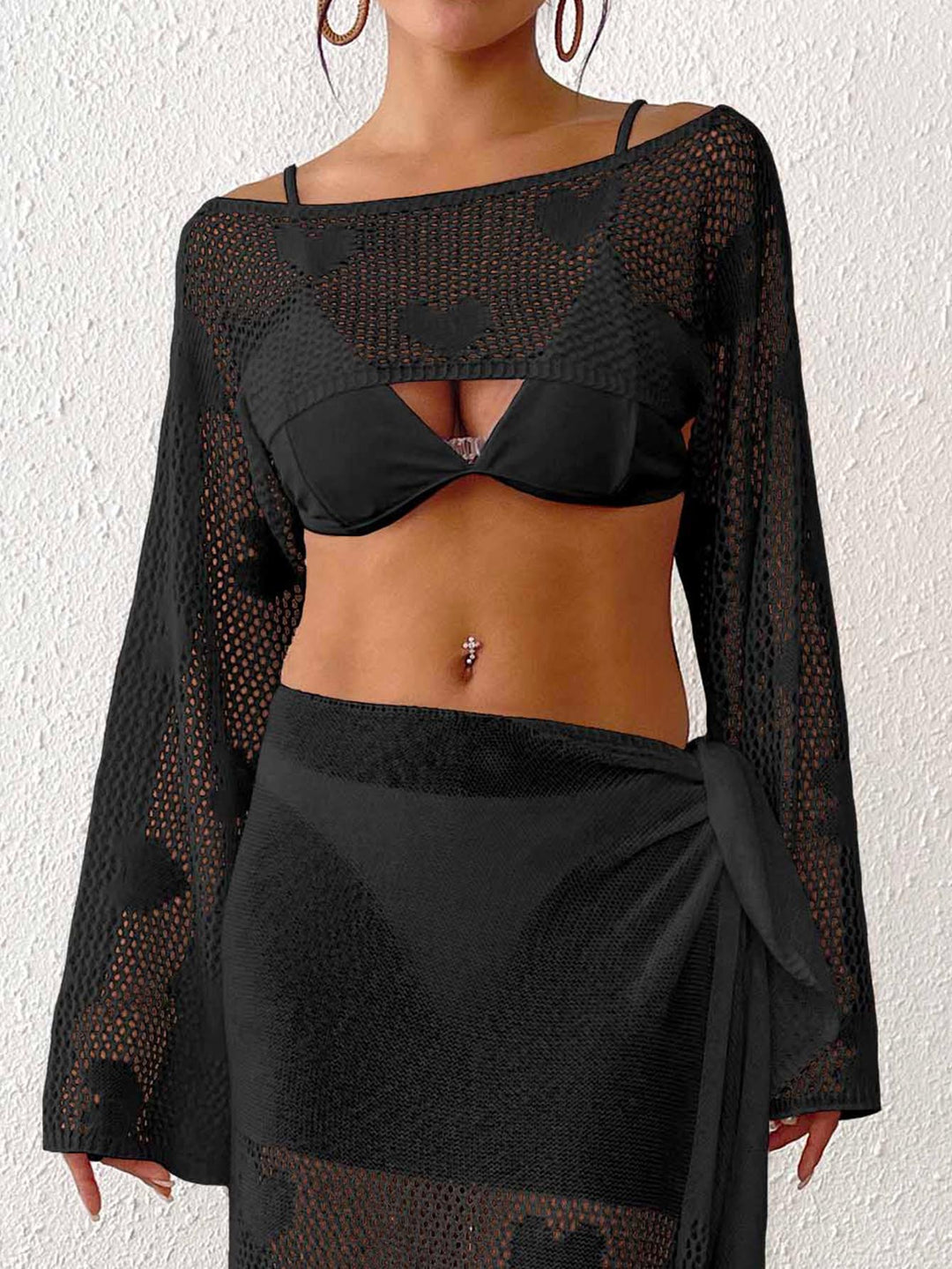 Damen Offene Netz-Strandjacke R&B