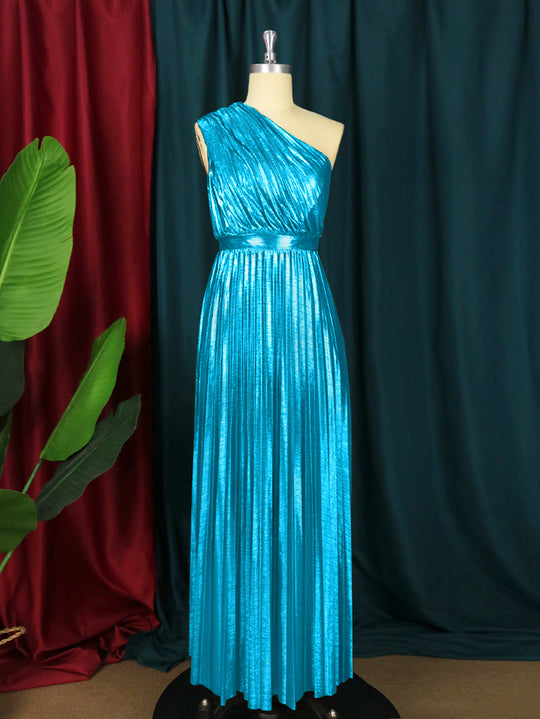 Damen plissiertes Abendkleid mit schimmerndem Oberteil R&B