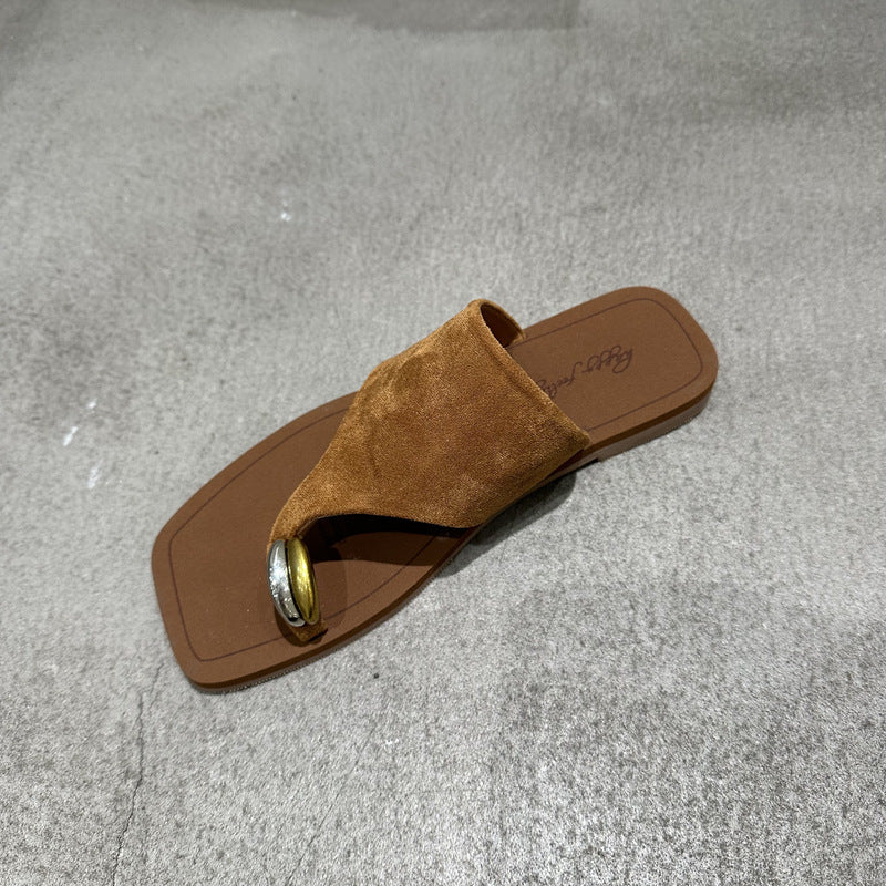 Damen Zehentrenner-Sandalen mit modischem Riemendesign und edlem Akzent R&B
