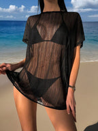 Damen Strandcover-Up aus transparentem Netzmaterial R&B