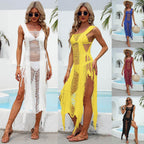 Damen luftiger Strandüberwurf mit fransigen Details R&B