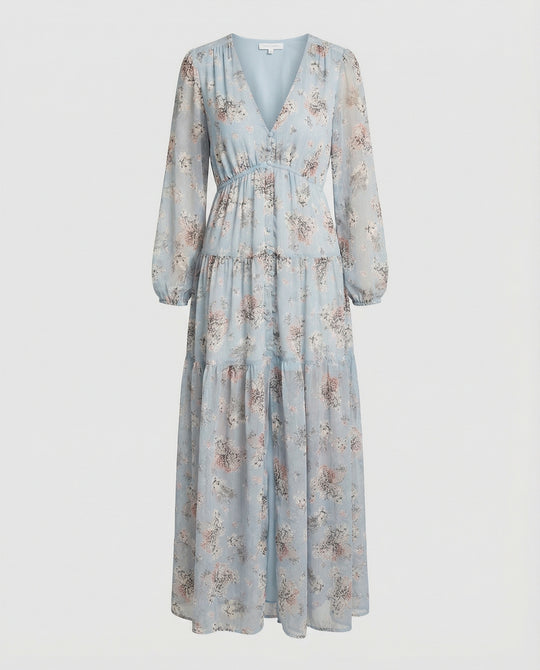 Damen Maxikleid Sommer Knopfleiste