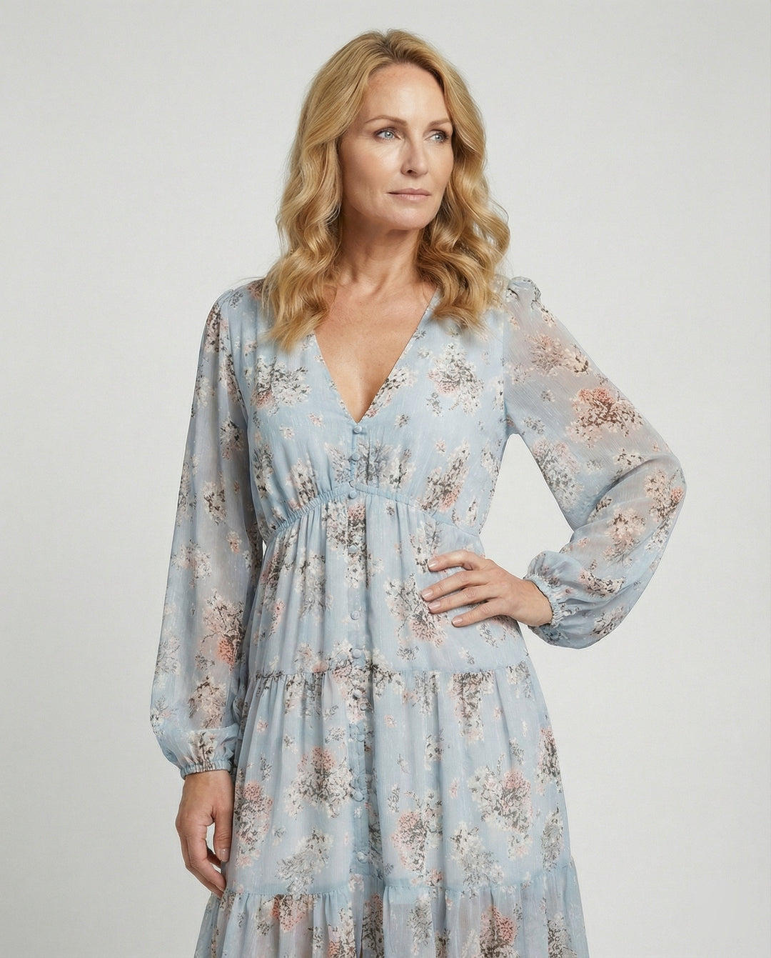 Damen Maxikleid Sommer Knopfleiste