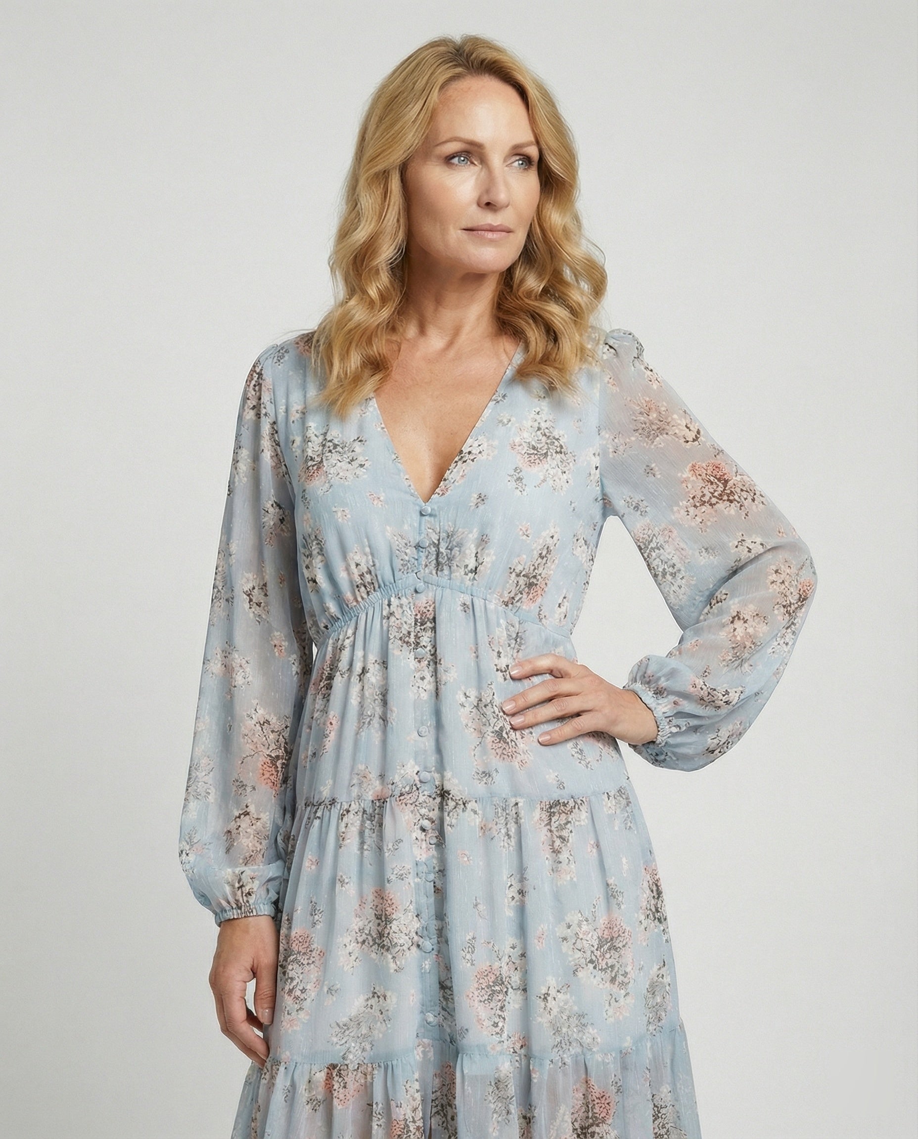 Damen Maxikleid Sommer Knopfleiste