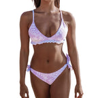Damen Triangel-Bikini mit verspielten Rüschendetails und floralem Druck R&B