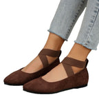Damen elegante Ballerinas mit gekreuzten Riemen und weichem Obermaterial R&B