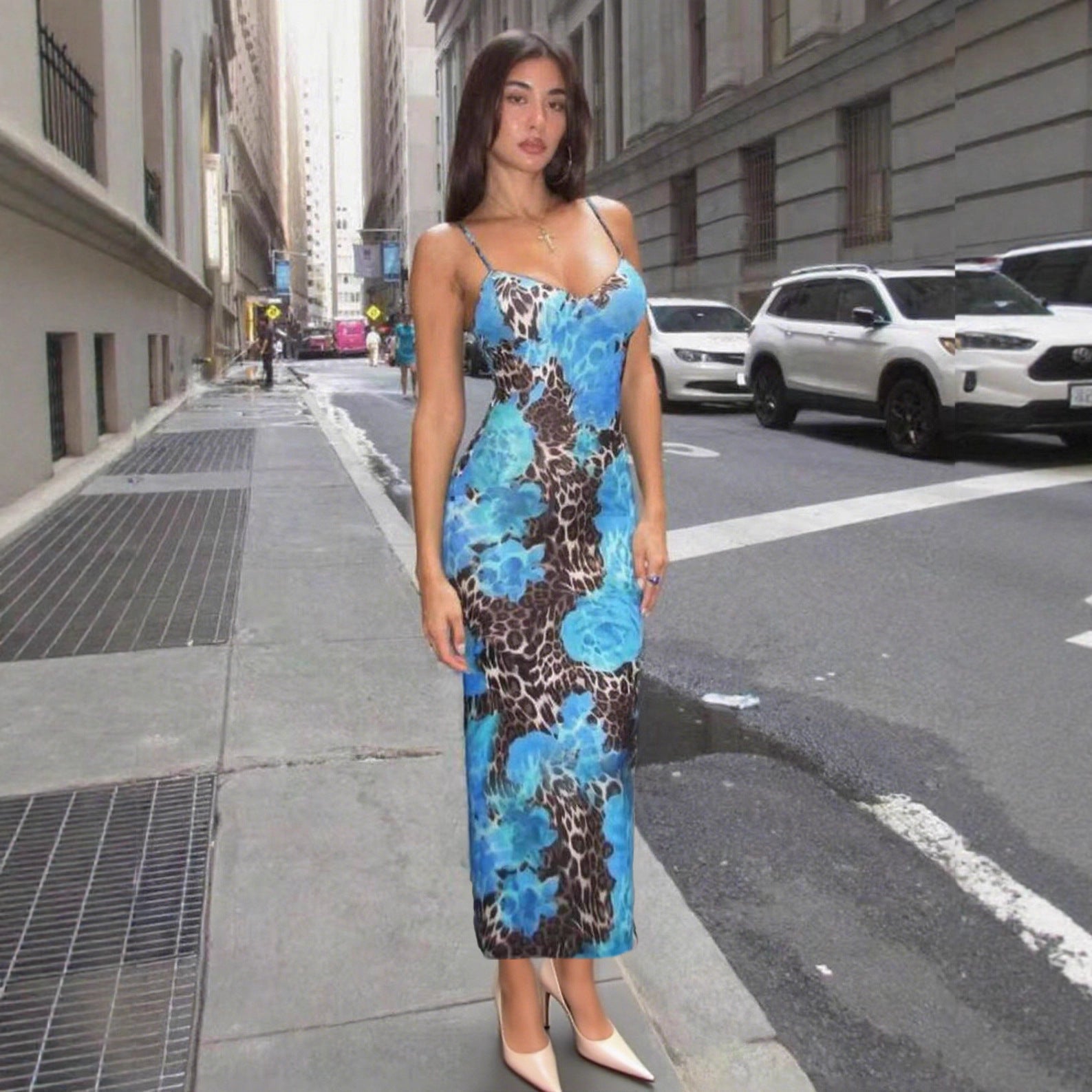 Damen Elegantes Maxikleid mit floralem Muster und taillierten Schnitt R&B