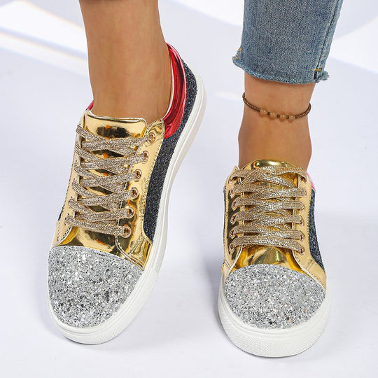 Damen Glitzernde Sneakers mit farbenfrohen Akzenten und eleganter Schnürung R&B