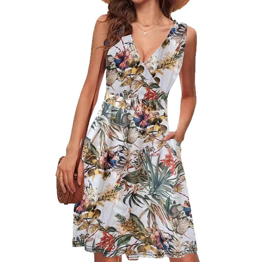 Damen Wickelkleid mit floralem Muster und schwingendem Rock R&B