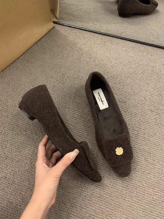 Damen elegante Ballerinas aus Filz mit dekorativem Riemchen R&B
