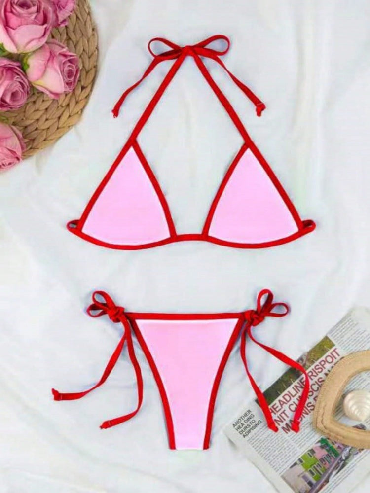 Damen Triangel-Bikini-Set mit individuell anpassbarem Kordelzug R&B