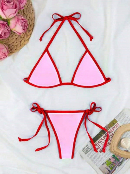 Damen Triangel-Bikini-Set mit individuell anpassbarem Kordelzug R&B