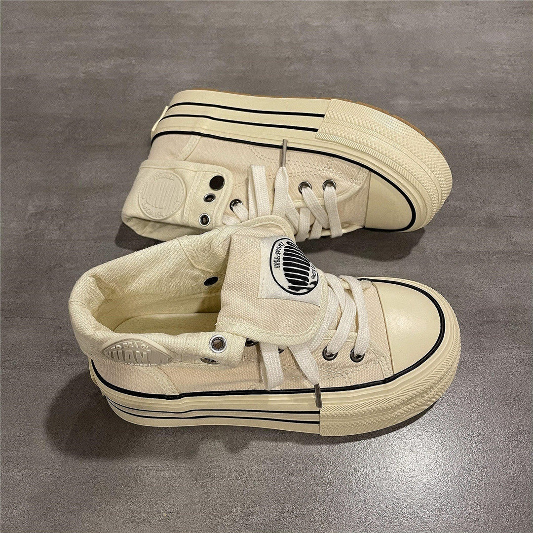 Damen High-Top Sneakers mit dicker Gummisohle und seitlichem Reißverschluss R&B