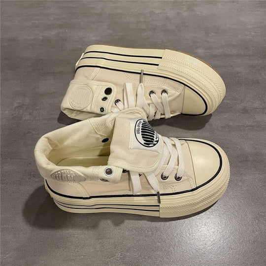 Damen High-Top Sneakers mit dicker Gummisohle und seitlichem Reißverschluss R&B