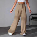 Damen weite Hochtaillen-Hose mit eleganter Faltenlegung und zeitgemäßem Schnitt R&B