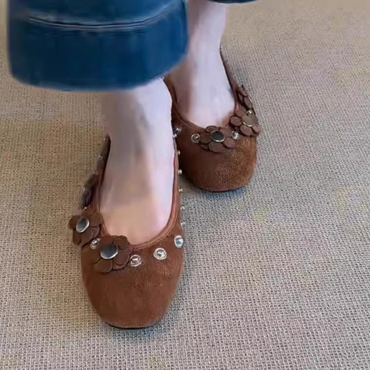 Damen Ballerinas mit floralem Applikationsdesign und glitzernden Akzenten R&B