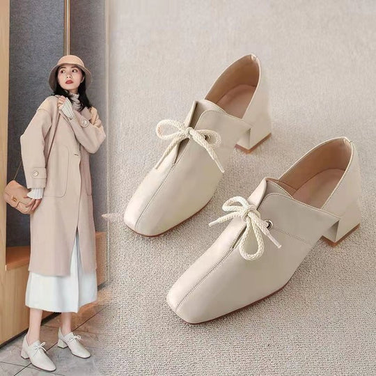 Damen elegante Schnürschuhe mit eckiger Zehenpartie und modischem Absatz R&B
