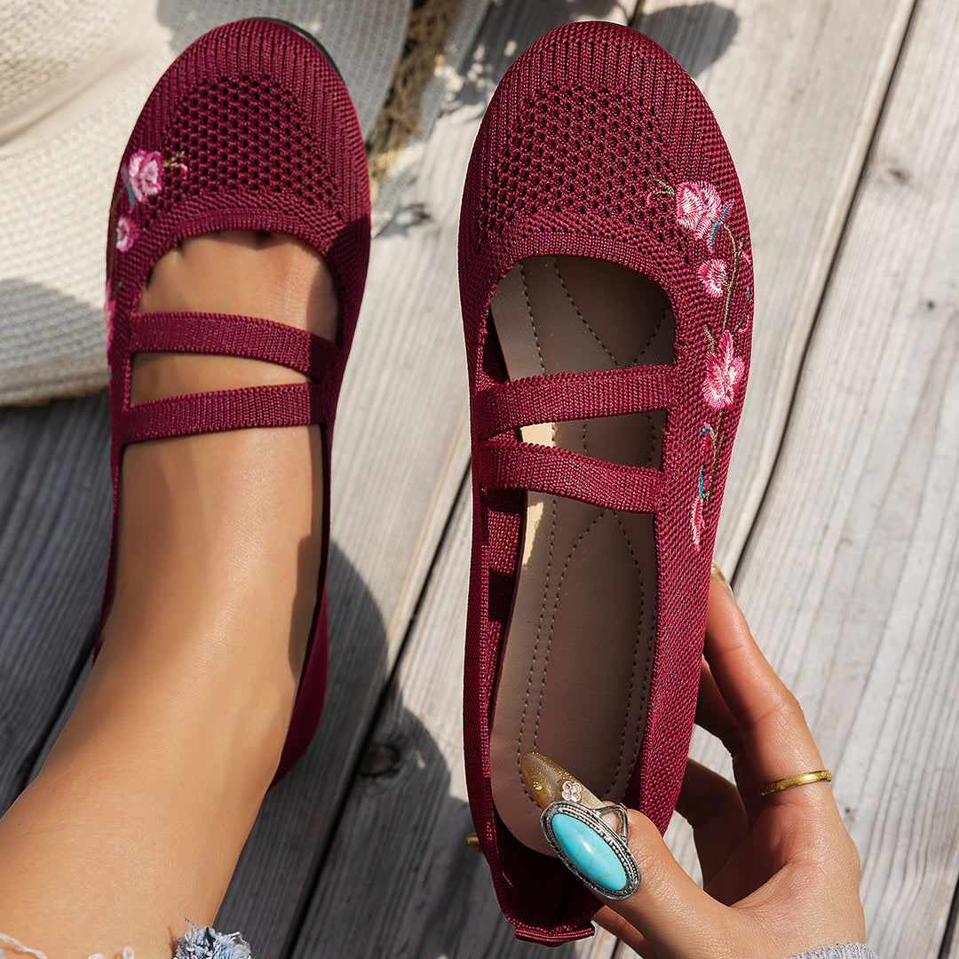 Damen Ballerinas mit floralem Stickdesign R&B