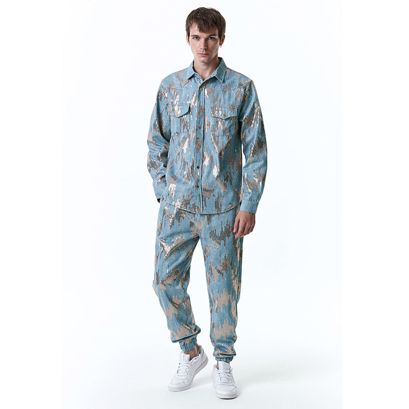 Herren Designer-Jogginganzug mit glitzerndem Muster