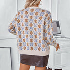 Damen Strickjacke mit floralem Muster und Knöpfen