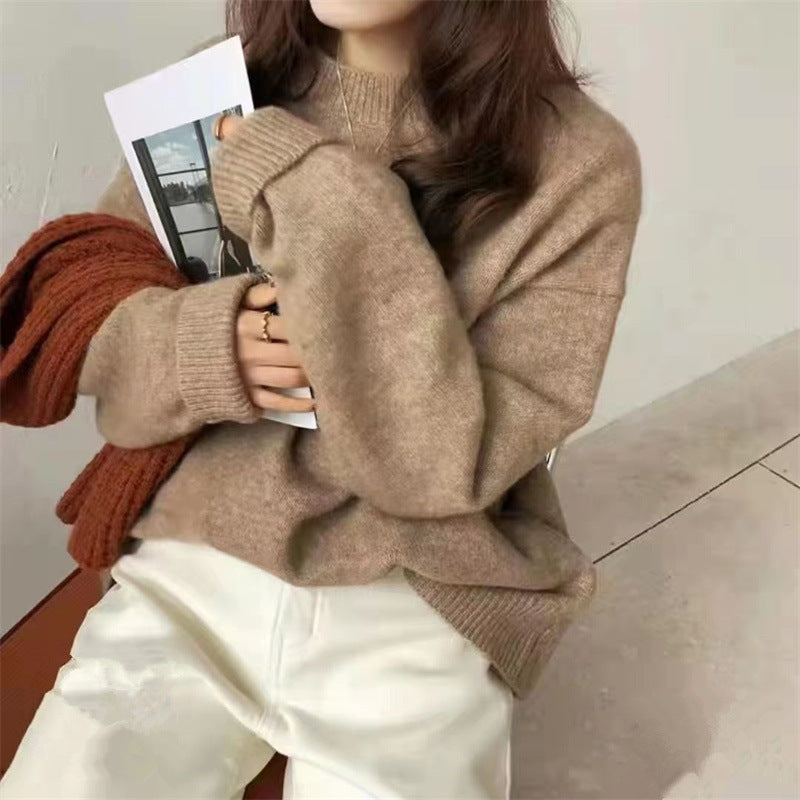 Damen Hochwertiger Strickpullover mit klassischem Rundhalsausschnitt und lässigem Schnitt R&B