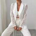Damen nan Spitzenblazer mit Schalkragen und floraler Transparenz R&B