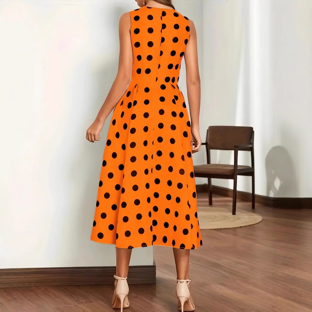 Damen A-Linie Kleid mit Polka-Dots R&B