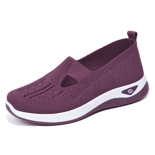 Damen Bequeme Slip-On Freizeitschuhe mit atmungsaktivem Strickoberteil R&B