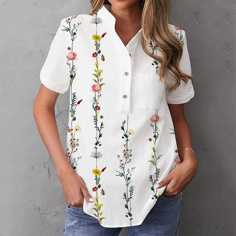 Damen Halbarmbluse mit floralem Stickdesign R&B