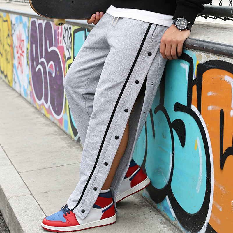 Unisex nan leichte Sport-Trainingshose mit Druckknopfleiste und elastischem Kordelbund R&B
