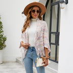 Damen Strickponcho mit luxuriösen Fransen und modernem Design
