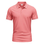 Herren nan atmungsaktives Interlock-Poloshirt mit Kontrast-Tipping, kurzer Knopfleiste und schmaler Silhouette R&B