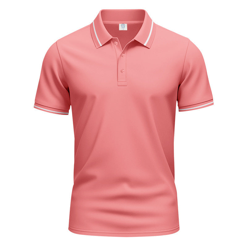 Herren nan atmungsaktives Interlock-Poloshirt mit Kontrast-Tipping, kurzer Knopfleiste und schmaler Silhouette R&B