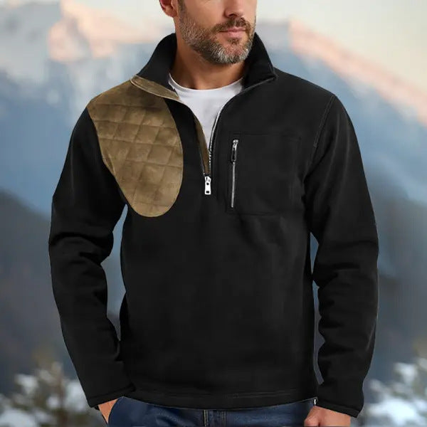 Herren Stepppullover mit hochwertiger Halbdurchgängiger Reißverschluss und Taschen