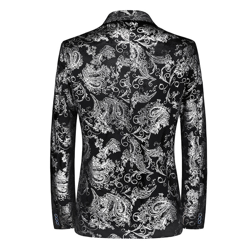 Herren nan ornamentaler Smokingblazer mit Schalkragen, Slim-Fit und edlem Paisley-Druck R&B