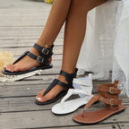 Damen Zehentrenner-Sandalen mit elegantem Riemendesign und modischem Glanz R&B